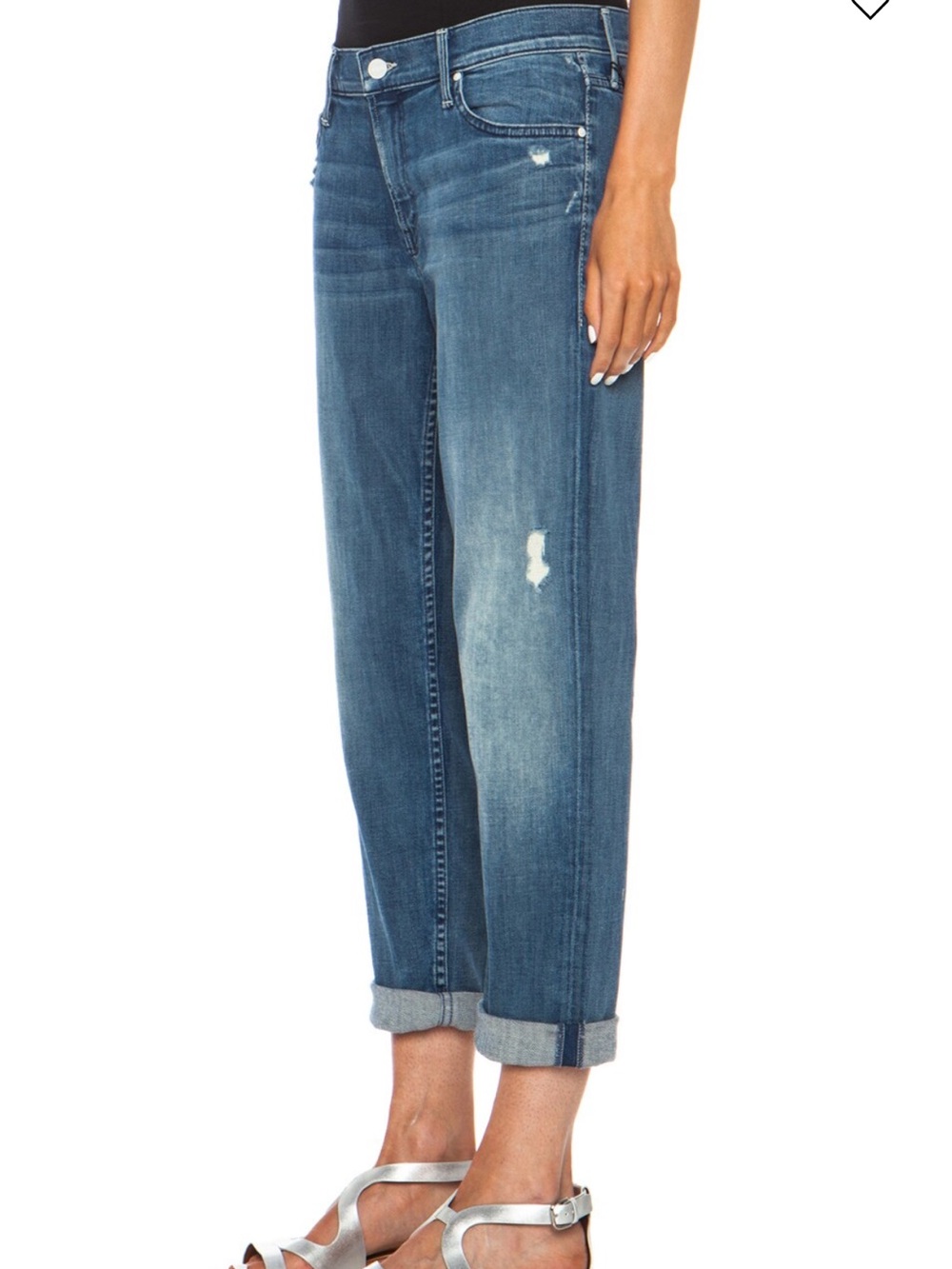 Mother The Dropout Distressed Blue Jeans - Picture 2 of 11